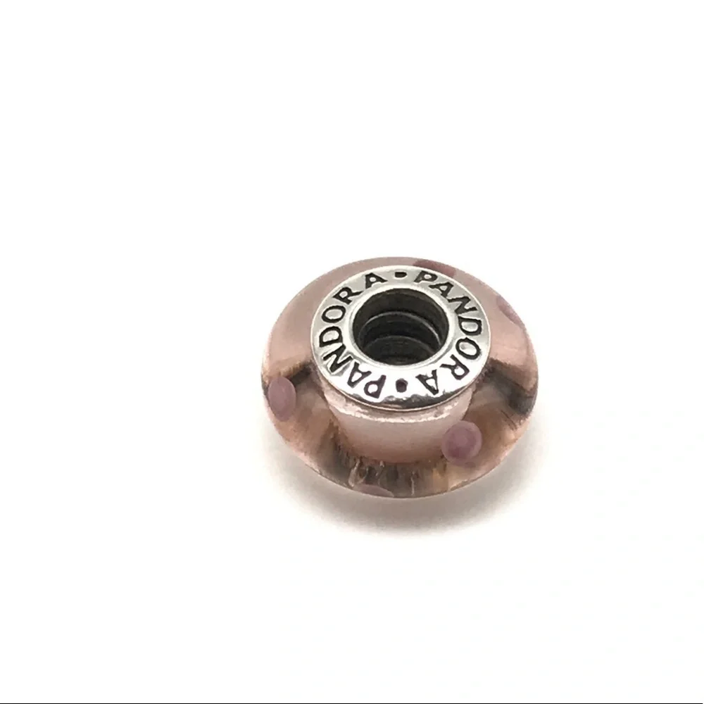 Pandora Light Pink Polka Dot Spots Murano Glass Bead Charm